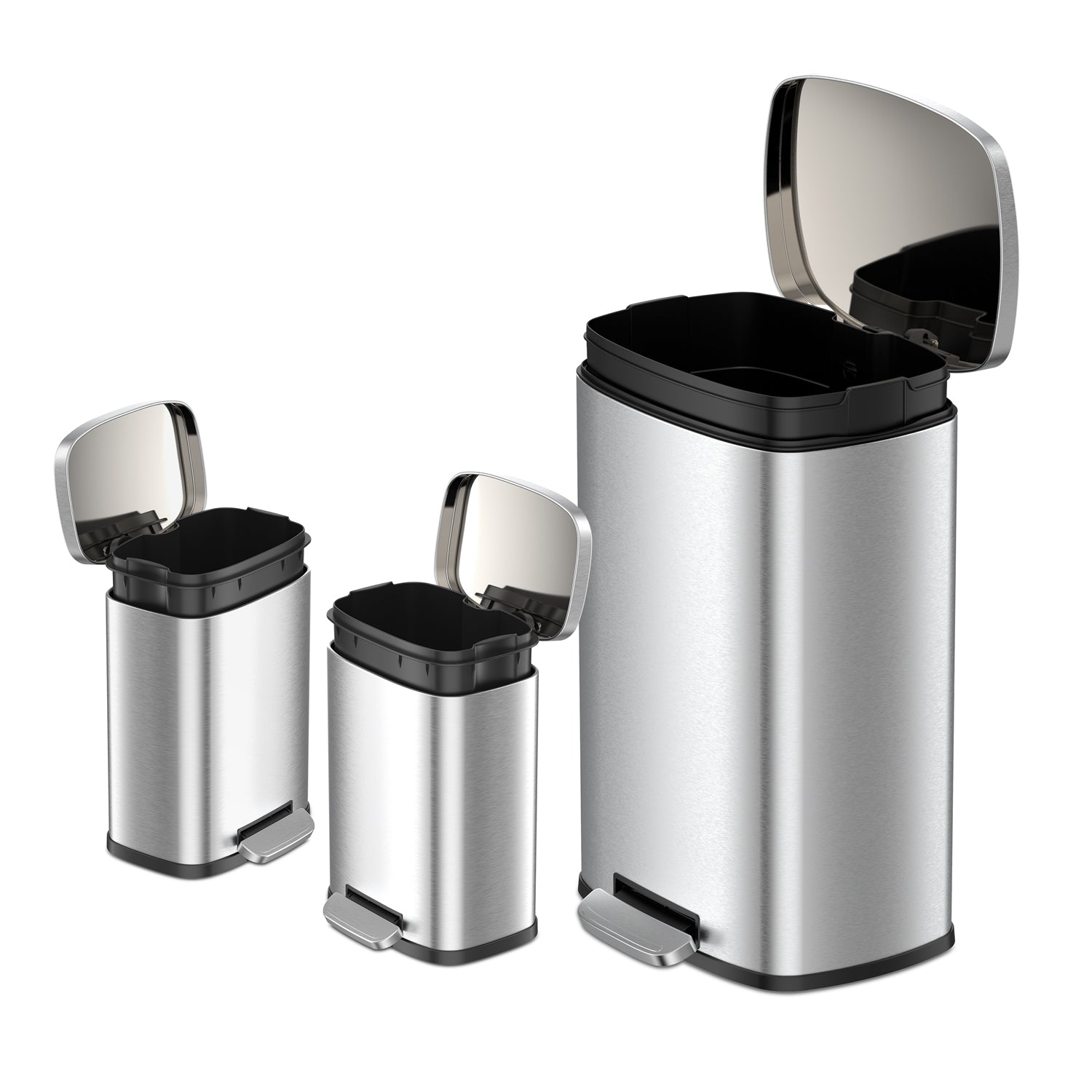 Rectangular Stainless Steel Step Can Combo - 13.2 Gallon +