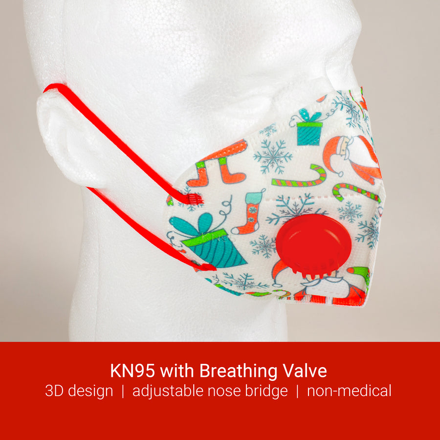 KN95 with Breathing Valve - Christmas Print