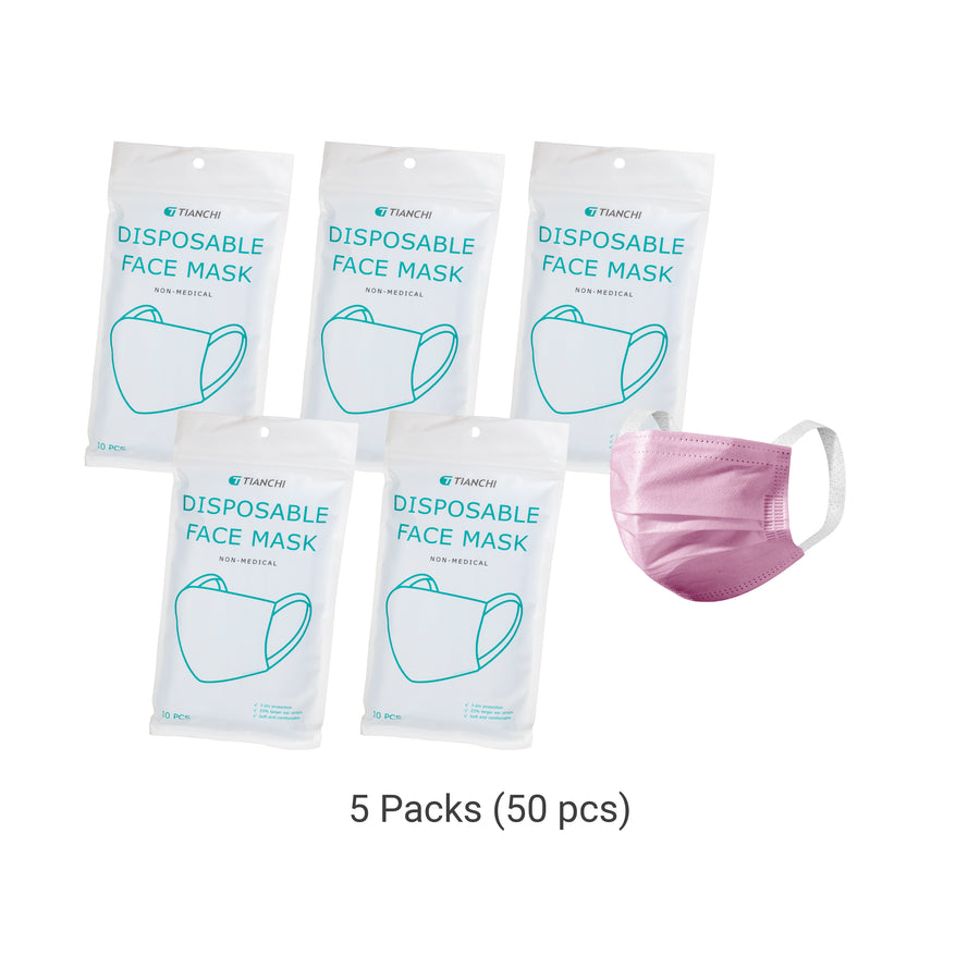 Daily Protective Face Mask (10 pcs) pink 5 packs