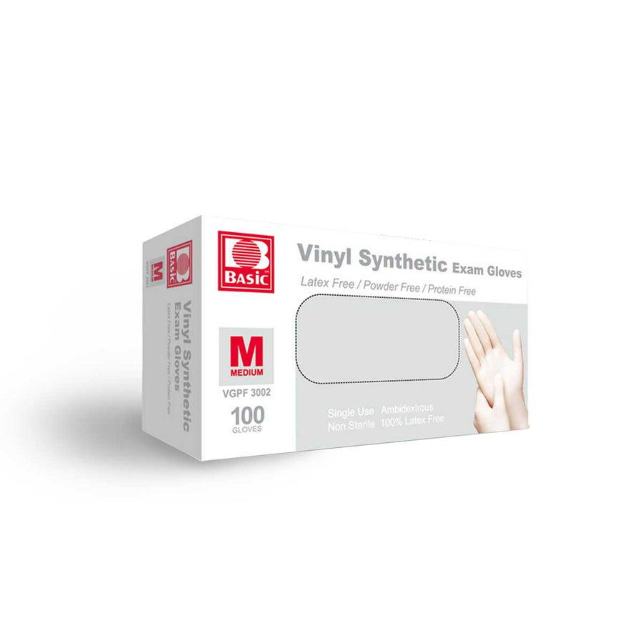 Vinyl Synthetic Exam Gloves (100 gloves) Medium
